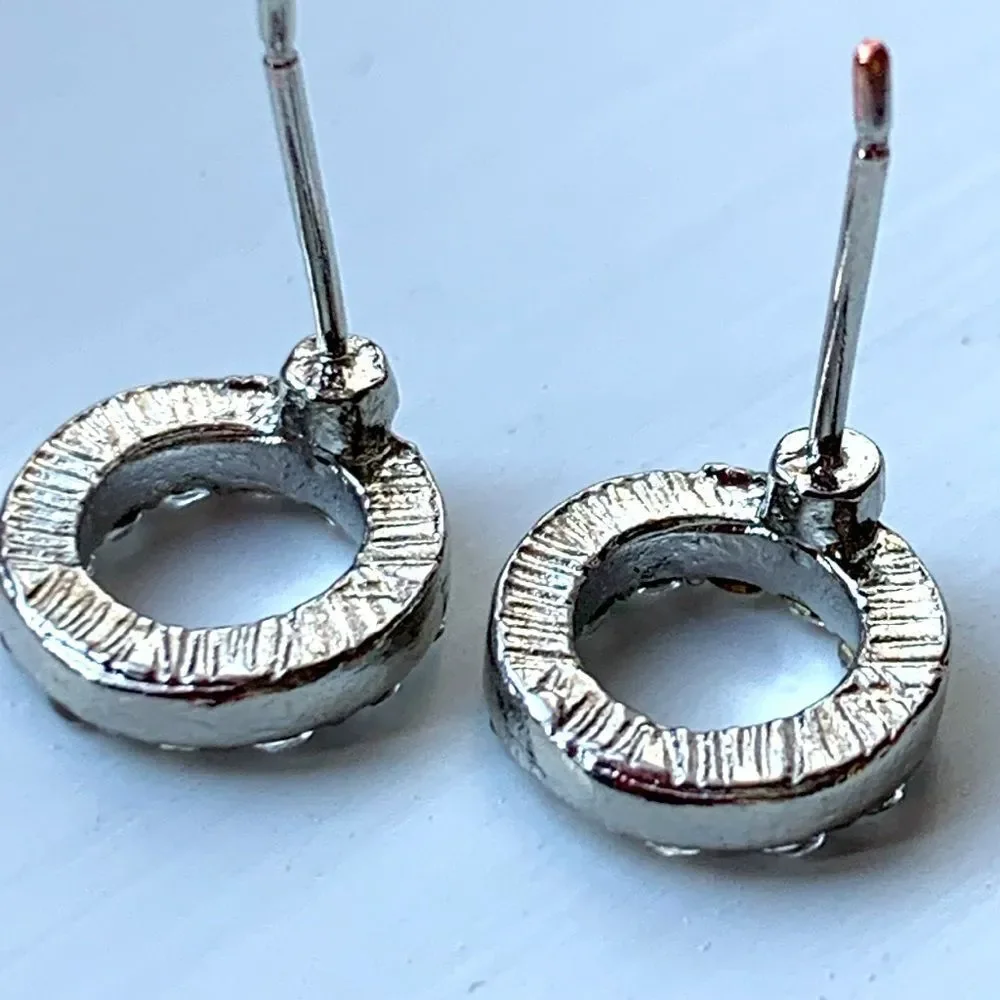 Eternity Circle of Life Halo Studs - Rhinestones in Silver Tone